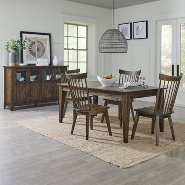 Midland Falls Rectangular Dining Set In Brown