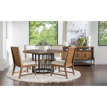 Midland Round Dining Room Set In Warm Amber and Emma Natural
