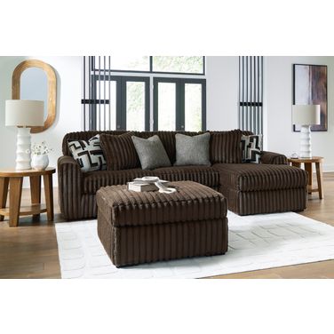 Midnight-Madness 2-Piece Sectional and Ottoman In Chocolate