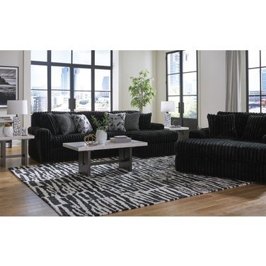 Midnight-Madness 2-Piece Sectional and Oversized Chaise In Onyx