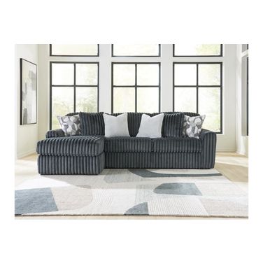 Midnight-Madness 2-Piece Sectional RAF Sofa Chaise In Gunmetal