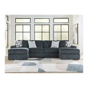 Midnight-Madness 3-Piece LAF Double Chaise Sectional In Gunmetal