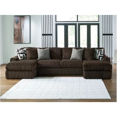 Midnight-Madness 3-Piece Sectional with LAF and RAF Chaise In Chocolate