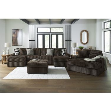 Midnight-Madness 4-Piece Sectional with Chaise, Oversized Chair and Ottoman In Chocolate