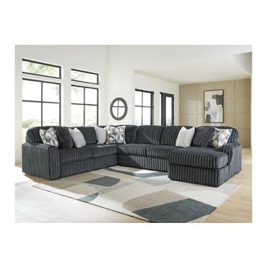 Midnight-Madness 4-Piece Sectional with RAF Chaise In Gunmetal