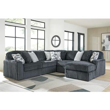 Midnight-Madness 5-Piece Sectional with RAF Chaise In Gunmetal