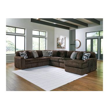 Midnight-Madness 6-Piece RAF Sectional with Chaise In Chocolate