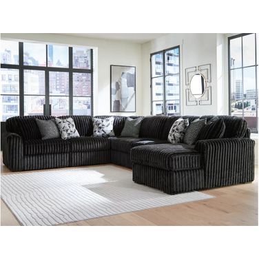 Midnight-Madness 6-Piece RAF Sectional with Chaise In Onyx
