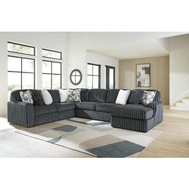 Midnight-Madness 6-Piece Sectional with RAF Chaise In Gunmetal