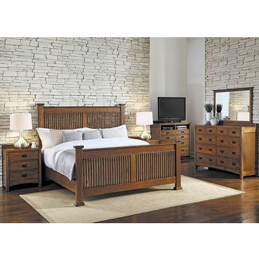 Mission Hill Medium Harvest Slat Panel Bedroom Set