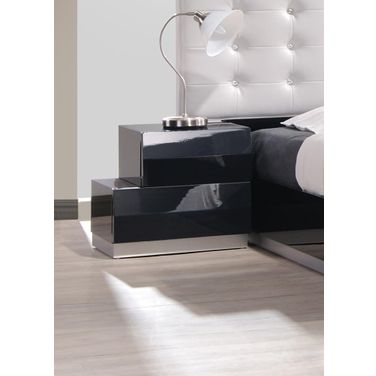 Milan Black Lacquer LAF Nightstand