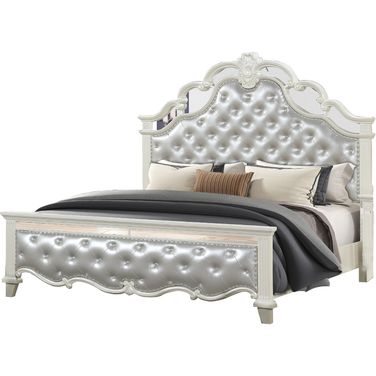 Milan Tufted Upholstery Queen Size Bed Made With Wood In White