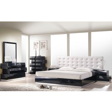 Milan Black Lacquer Platform Bedroom Set