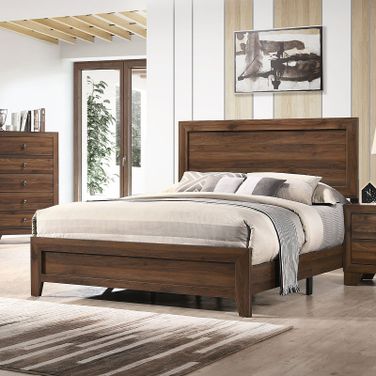 Millie Panel Bed (Brown Cherry) (Queen)