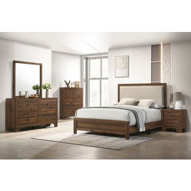 Millie Youth Upholstery Bedroom Set In Brown Cherry