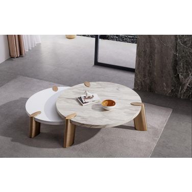 Mimeo Round Coffee Table In Matt White Top