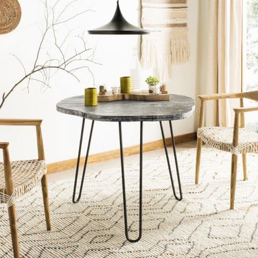 Mindy Gray and White Wash Wood Top Dining Room Set