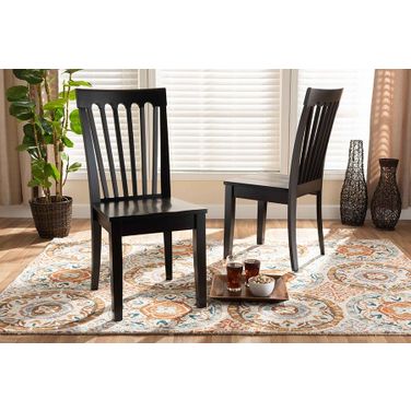 Minette Modern and Contemporary Transitional Dark Brown Finished Wood 2-Piece Dining Chair Set
