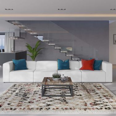 Mingle Vegan Leather 4-Piece Sectional Sofa In White