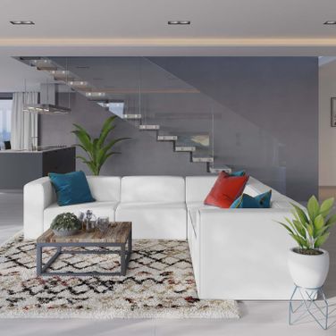 Mingle Vegan Leather 5-Piece Sectional Sofa In White