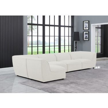 Miramar Durable Linen Textured 5 Piece Modular Sectional In Cream