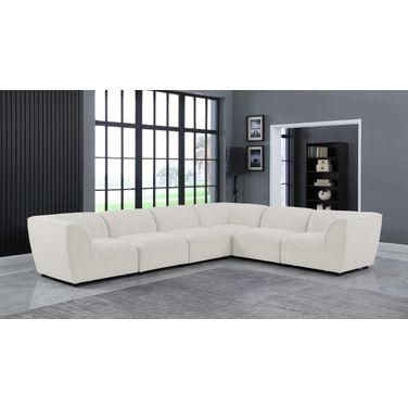 Miramar Durable Linen Textured 6 Piece Modular Sectional In Cream