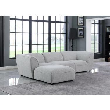 Miramar Durable Linen Textured 4 Piece Modular Sectional In Grey