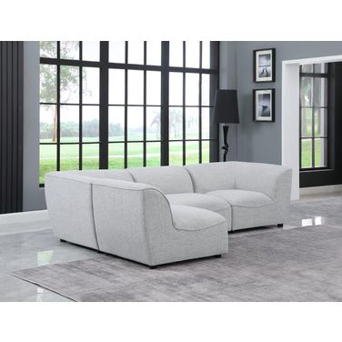 Miramar Durable Linen Textured 4 Piece Modular Sectional In Grey