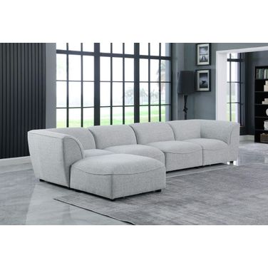 Miramar Durable Linen Textured 5 Piece Modular Sectional In Grey