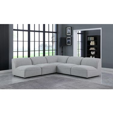 Miramar Durable Linen Textured 5 Piece Modular Sectional In Grey