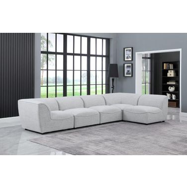 Miramar Durable Linen Textured 5 Piece Modular Sectional In Grey
