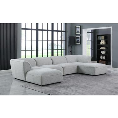 Miramar Durable Linen Textured 6 Piece Modular Sectional In Grey