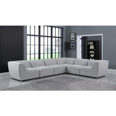 Miramar Durable Linen Textured 6 Piece Modular Sectional In Grey