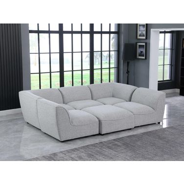 Miramar Durable Linen Textured 6 Piece Modular Sectional In Grey