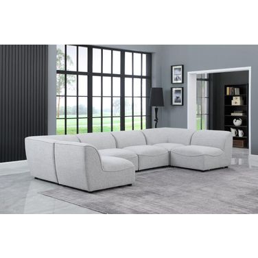 Miramar Durable Linen Textured 6 Piece Modular Sectional In Grey