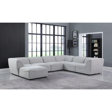 Miramar Durable Linen Textured 7 Piece Modular Sectional In Grey