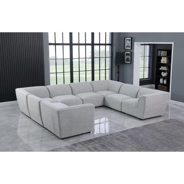 Miramar Durable Linen Textured 8 Piece Modular Sectional In Grey and Espresso