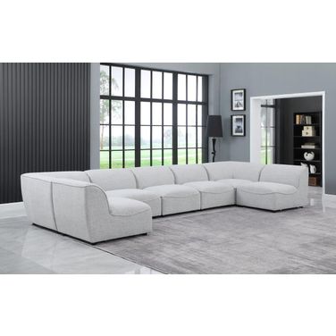 Miramar Durable Linen Textured 7 Piece Modular Sectional In Grey