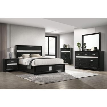 Miranda Upholstered Panel Bedroom Set In Black