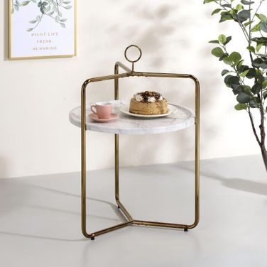 Miro Side Table In White And Gold