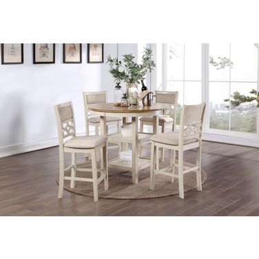 Mitchell 5 Piece Counter Table Set In Bisque and Brown