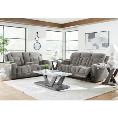 Mixed Momentum Power Reclining Living Room Set In Shadow