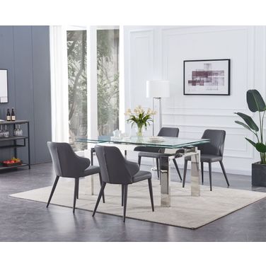 Moda Chrome Extendable Dining Room Set