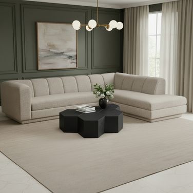 Modari Fabric Upholstered 2-Piece Modular Sectional In Beige