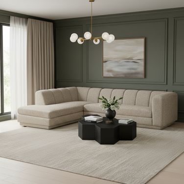 Modari Fabric Upholstered 2-Piece Modular Sectional In Beige