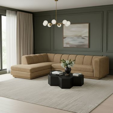 Modari Fabric Upholstered 2-Piece Modular Sectional In Brown