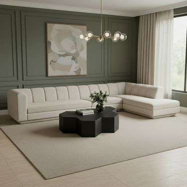 Modari Fabric Upholstered 3-Piece Modular Sectional In Beige