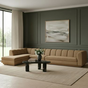 Modari Fabric Upholstered 3-Piece Modular Sectional In Brown