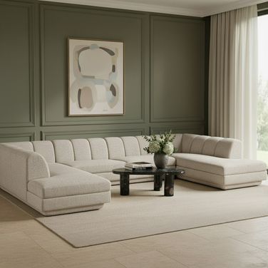 Modari Fabric Upholstered 4-Piece Modular Sectional In Beige