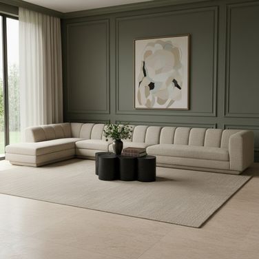 Modari Fabric Upholstered 4-Piece Modular Sectional In Beige
